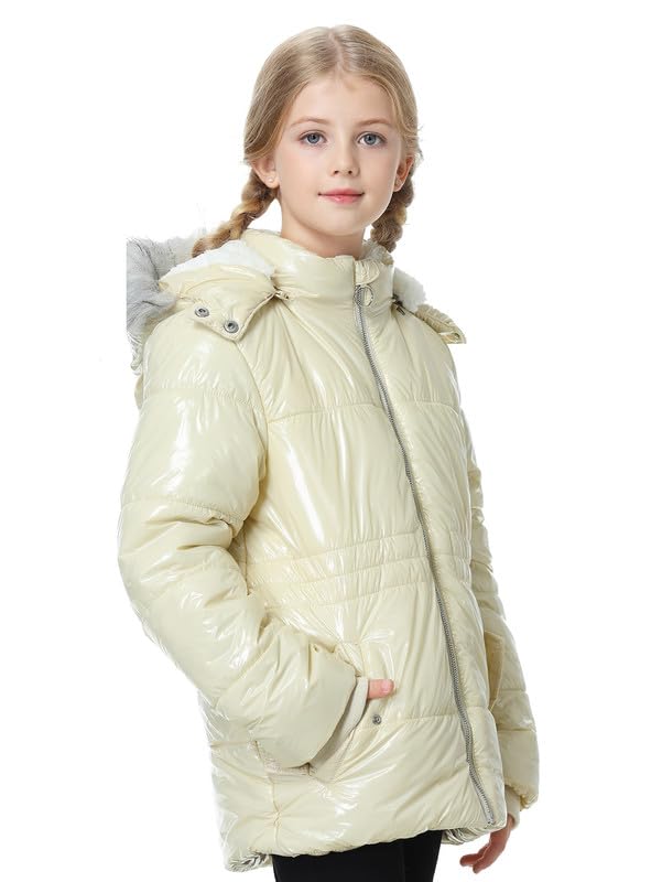 Girls Winter Coat Fleece Lined Jacket with Detachable Hood Warm Parka Comfy Puffer Outwear3