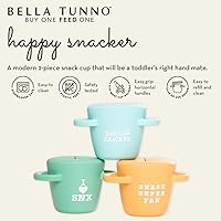 Vista 2 de Bella Tunno Happy Snacker - Vasos a prueba de derrames para niños pequeños y bebés, recipientes de aperitivos hechos de silicona sin BPA, apertura