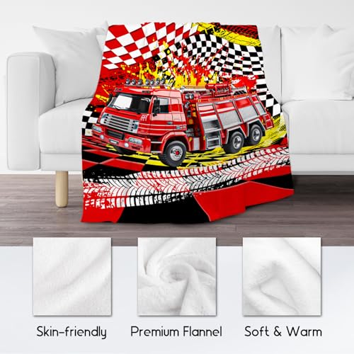 Boys Blanket, Fire Truck Blanket for Boys, Car Gifts for Kids, Warm Fleece Throw for Couch & Sofa, 40"x50"