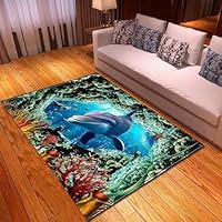 Living Room Bedroom Rugs Teenager Boy Girl 3D Fantasy Creatures Fish Dolphins Print Non-Slip Decoration Carpet Chair Mats Kids Room Play Area Rugs 50 X 80 Cm -44967765897