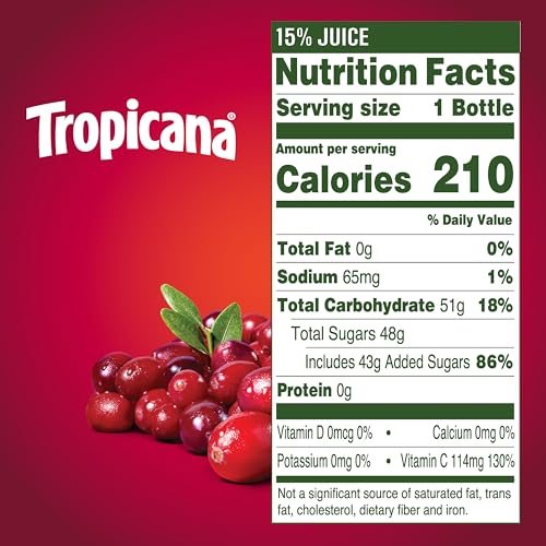 Image of Tropicana Cranberry Juice Drink, 15.2 Ounce Bottle (Pack of 12)