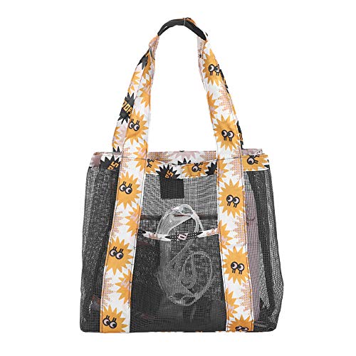 XINCHIA Mesh Beach Tote Bag Waterproof Mesh Folding Shoulder Bag Reusable Shopping Sand Toys Storage Multi-functional Carry Net Organiser for Family Holiday Picnic Swimming Pool Grocery Organizer