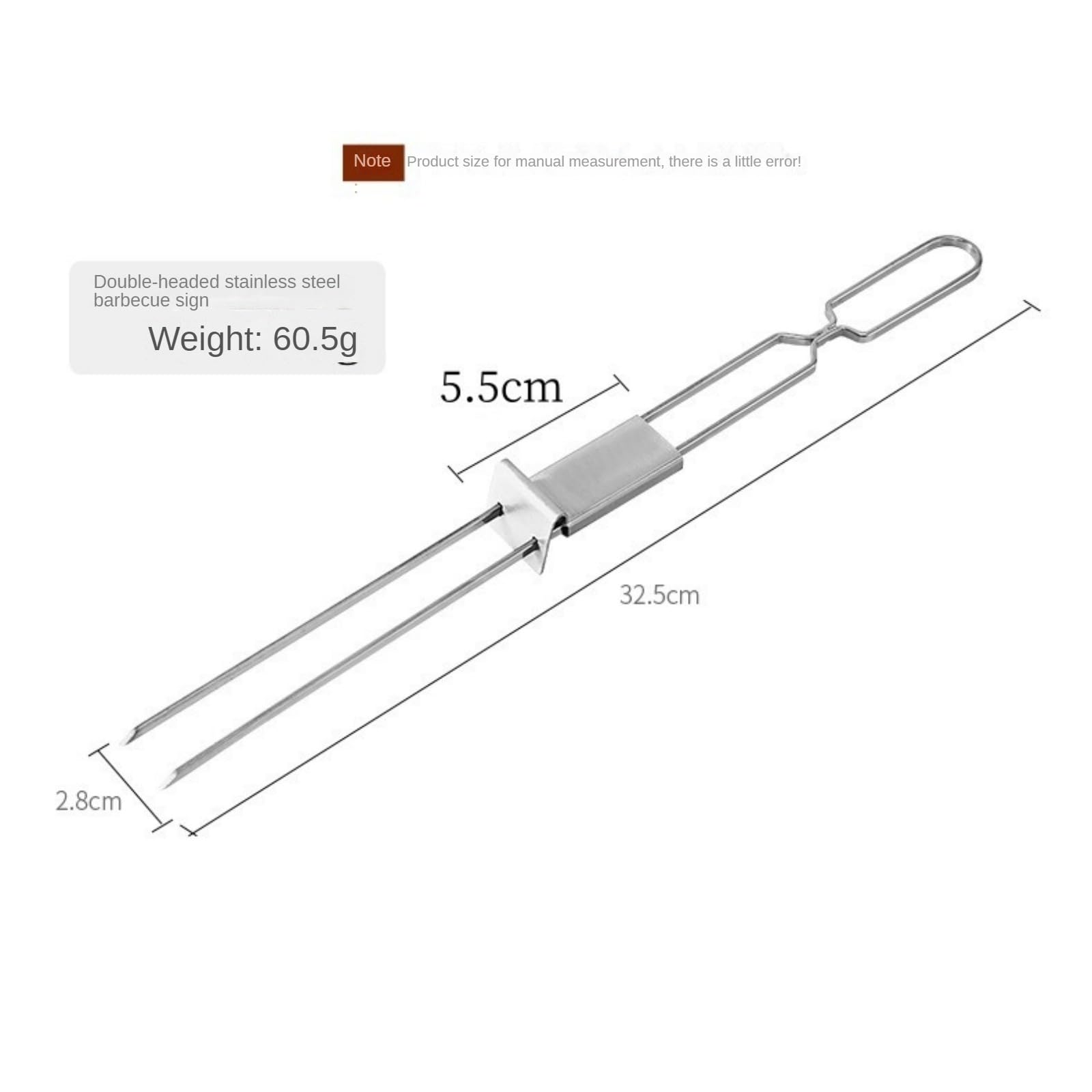 Spiedini per barbecue a forma di U in acciaio inox, comode e stabili, forchette a doppia estremità per barbecue all'aperto, per spiedini di agnello e ali di pollo, 116 (1)