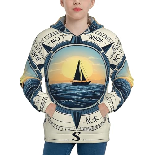 BERMEIZ Not All Who Wander Are Lost2 Print Kid Hoodies Boys Youth Sweatshirts Girls Pullover with Pocket Black