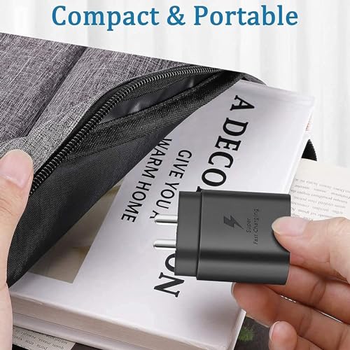 Image of 25 watt Charger Type c Compatible with Samsung Charger Original Galaxy Z Fold 5 /4 /3, Z Flip5 /4 /3, S24 /S24+ /S24 Ultra, S23 /S23+ /S23 Ultra /S23 FE S /A /M /F Series (Black, with Cable)