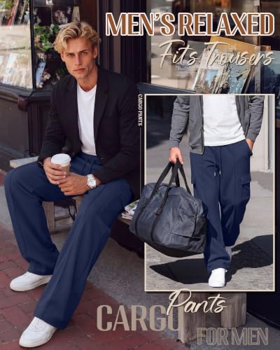 Image of Neer Men's Big and Tall Cargo Sweatpants Baggy Pants