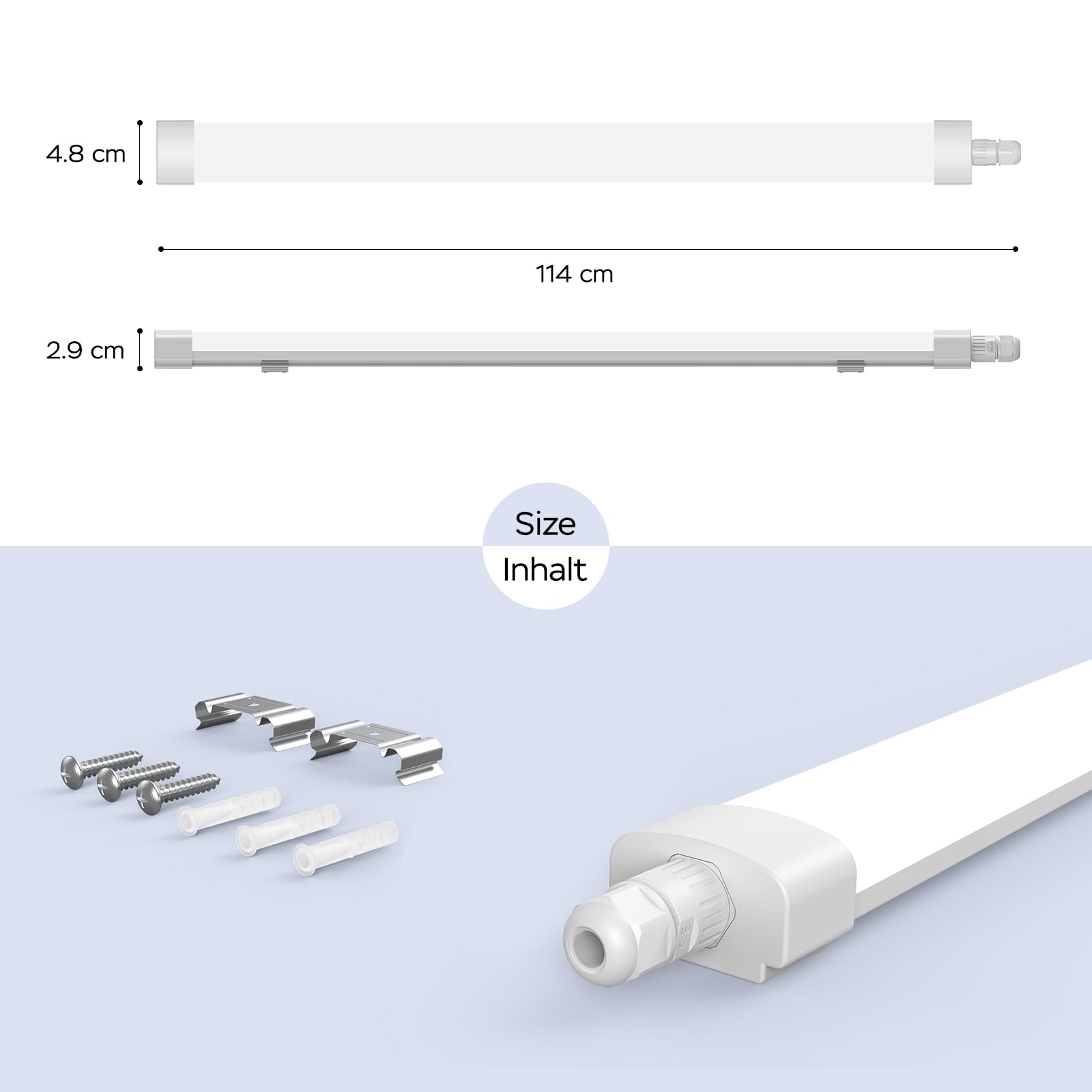 ANTENLICHT 5er Set LED Feuchtraumleuchte 120CM in Neutralweiß 4000K 36W 4000Lumen, IP65 Wasserdicht Nassraumleuchte Kellerleuchte Feuchtraumlampe für Werkstatt Flur Treppe Garage Abstellraum Büro
