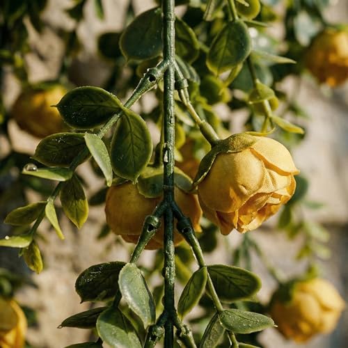 Image of Dekorly 2 Pack Artificial Plants Artificial Hanging Plants Faux Eucalyptus Leaf Greenery Fake Hanging Eucalyptus Plant (Green) (2, Magical Yellow Peony Vines)