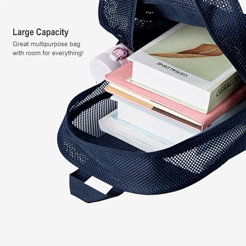 Image of COVAX Mesh Backpack for School Heavy Duty Semi-Transparent Bookbags for Beach, Swimming, Sports, Work, Travel (Royal Blue)