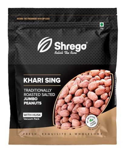 Image of SHREGO Peanut Plus Khari Sing Traditionally Roasted Salted Jumbo Peanuts, Snack and Namkeen, Vacuum Packed (360 Gm)