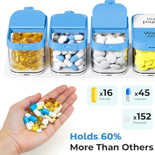 Image of Odaro Extra Large Weekly Pill Organizer, XL Pill Box 7 Day Am Pm, Jumbo Medicine Organizer 2 Times A Day to Hold Daily Medicine Vitamin and Supplements - Blue