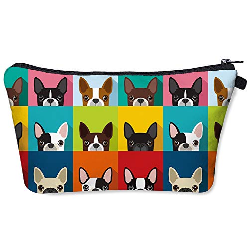 Boston Terrier Cosmetic Bag Makeup Bags,Small Makeup Pouch Travel Toiletry Organizer With Zipper For Women Girls