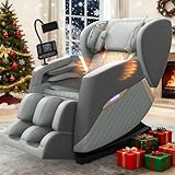 Srfzluxy Massage Chair, Full Body Massage Chair with Heating，8 Airbags，16 Fixed Rollers, Calf & Foot Massage，Bluetooth Speaker，Control Panel，Phone Holder, for Family & Friends Use (Ivory Grey)