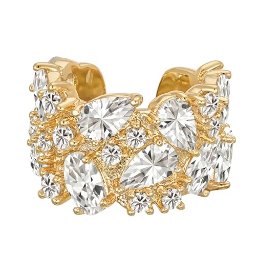 MEVECCO Ear Cuff Non Piercing for Women 18K Gold Plated CZ Ear Cuff Earring Stacks Cartilage Clip On Wrap Huggie Minimalist Fake Piercings Open Hoops Jewelry Gifts