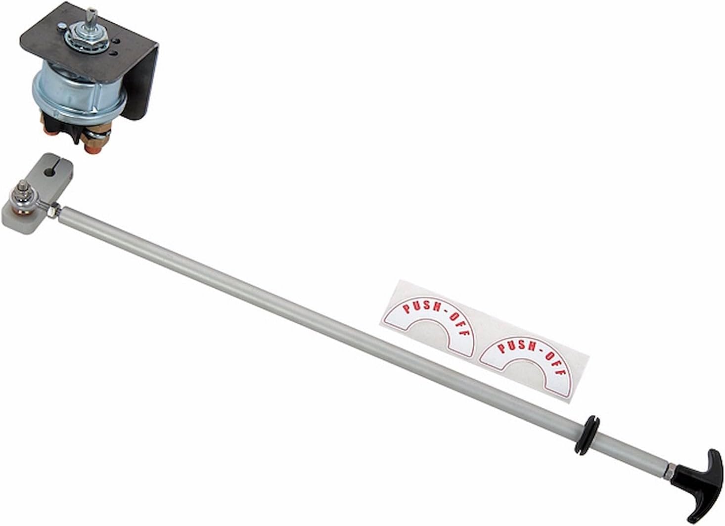 JEGS Push/Pull Battery Disconnect Switch | Compatible With 12-Volt Systems | Made In USA | 125 Amp Max | Includes Push/Pull Rod, Switch Mounting Bracket, T-Handle, And �Push Off� Decal