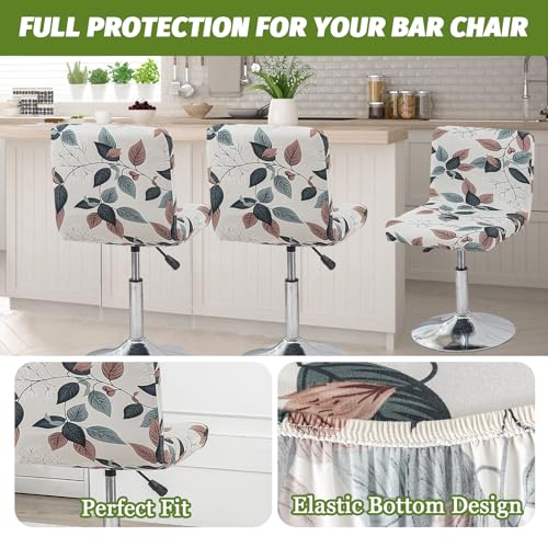 Image of FUANGUI Bar Stool Covers with Backs, 4 Pack Stretch Bar Stool Chair Covers, Knitted Jacquard Bar Stool Covers,Washable Bar Chair Covers Swivel Barstool Slipcovers,11