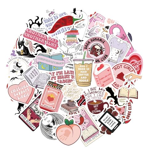 Autocollants en vinyle pour ordinateur portable Kindle, Lot de 50 autocollants roses pour livres pour Kindle, Stickers Aesthetic,...
