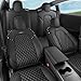 CAR PASS Car Seat Covers for Tesla Model 3 Nappa Leather Bling Diamond Car Seat Protector Full Coverage Airbag Compatible Custom Fit 2017 2018 2019 2020 2021 2022 2023 2024, Black Rhinestone Full Set