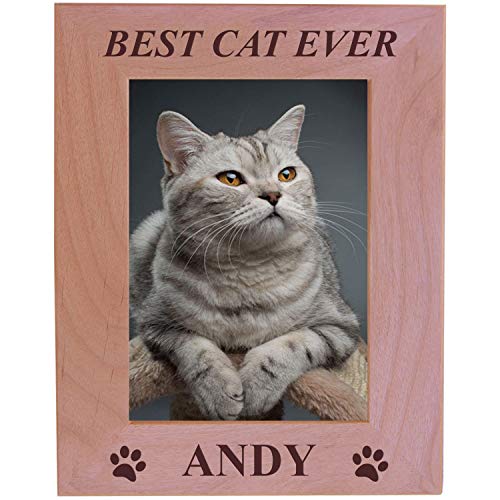 personalized cat photo frame - Best Cat Ever - Custom Engraved Alder Wood Picture Frame - Add Your Cats Name (4x6 Vertical)