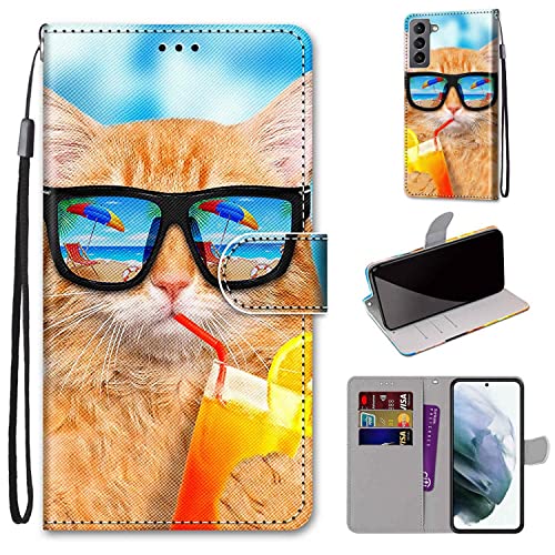 Housse Samsung S22 5G lion König Design pour ranger cartes et billets