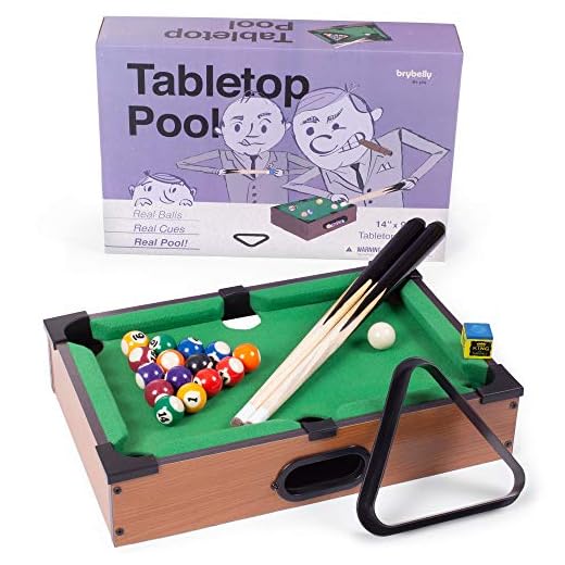 Tabletop Pool, Mini Pool Table & Billiard Set | Small Billiards Game with 16 Resin Balls, 2 Pool Cues, Triangle Rack, & Chalk | Travel-Friendly & Office Desk Games, Bartop, or Home Use & Easy Storage