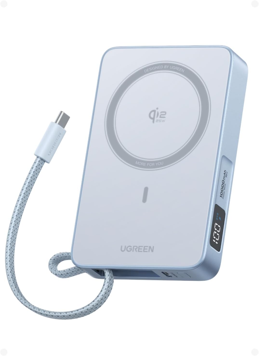 UGREEN MagFlow Qi2 25W Magsafe Power Bank,10000mAh Wireless Portable Charger Built-in 30W USB-C Cable, Magnetic Charging for iPhone 17, Compatible with iPhone, AirPods, Xiaomi, Samsung 2025 New Series