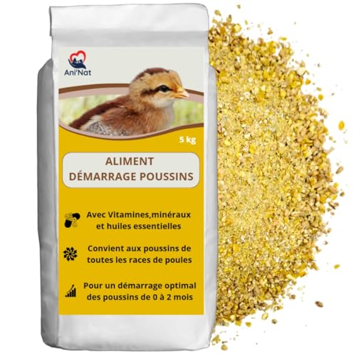 AniNat Aliment démarrage pour Poussins, Nourriture 1er âge avec vitamines, protéines et minéraux, huiles essentielles. Adapté dès la Naissance. (5kg)