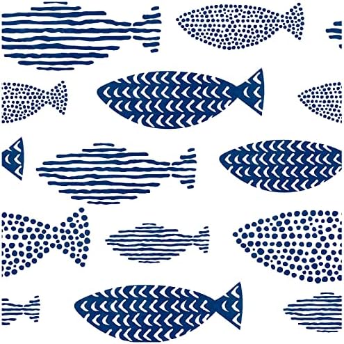 HAOKHOME 96040-1 Peel and Stick Wallpaper Abstract Underwater World Fish Trellis Indigo Blue Removable contactpaper for Home Bathroom Decorations 17.7in x 118in