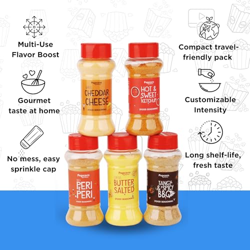 Image of Popcorn Seasoning Variety Pack, 5 Flavors, | Non-GMO ingredients, resealable sachets, a full flavour rotation in one pack