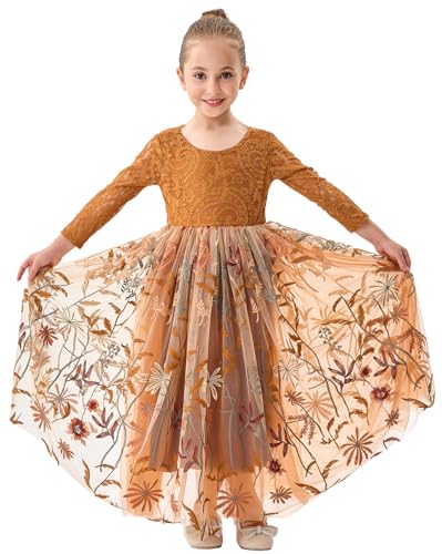 2Bunnies Girl Floral Embroidered Tulle Flower Lace A-Line Garden Flower Girl Dress