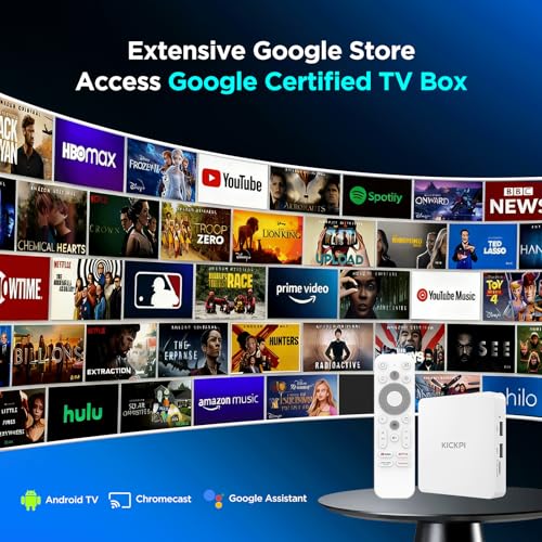 Image of KP1 Android TV Box 14.0 Google Certified 4K Streaming Device with Voice Search 2GB RAM 16GB ROM, Dolby Audio, Bluetooth 5.0 Chromecast Built-in, Smart Home Control (White)