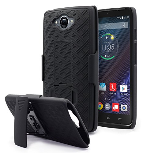 NageBee Belt Clip Holster Case Compatible with Motorola Droid Turbo XT1254 Swivel Slim Belt Clip Holster Armor Protective Case, Defender Cover Holster Shell Combo Case (Fits Ballistic Nylon) - Black