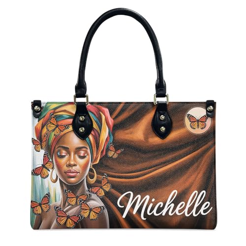 Personalized Queen Leather Bag, Gift for African American, Afro Black Girl, Mother's Day Gift, Church Bags for Women, Bible Bag, Purses For Moms, Personalized Bags qsmTpA