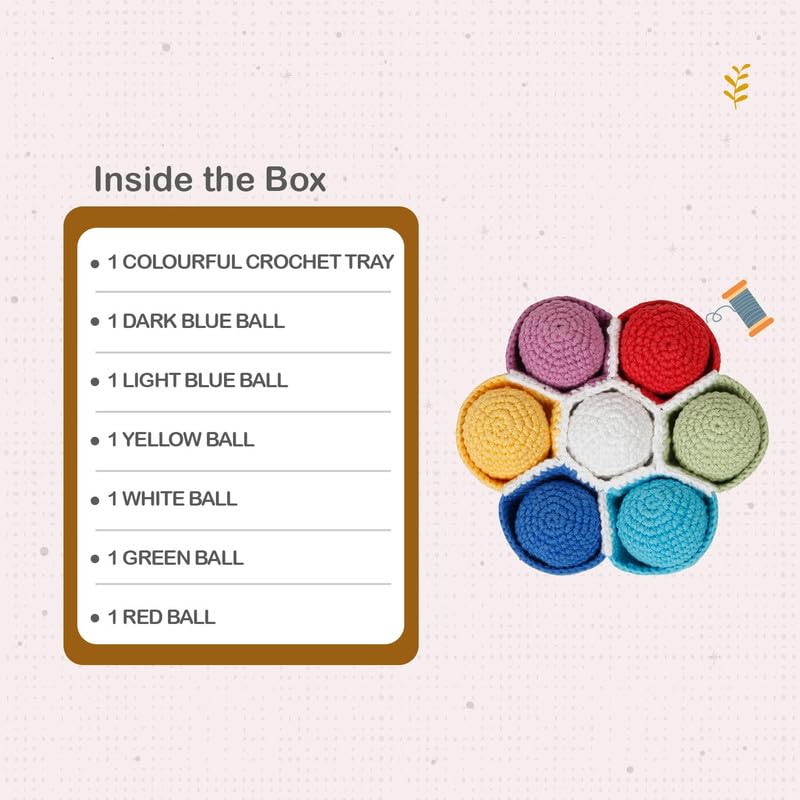 Image of LITTLE GINNIE Crochet Rattle Balls for Color Sorting, Sequencing & Fine Motor Skills | Montessori Learning Toys for Preschool Kids | Nesting Ball Set for Babies & Toddlers