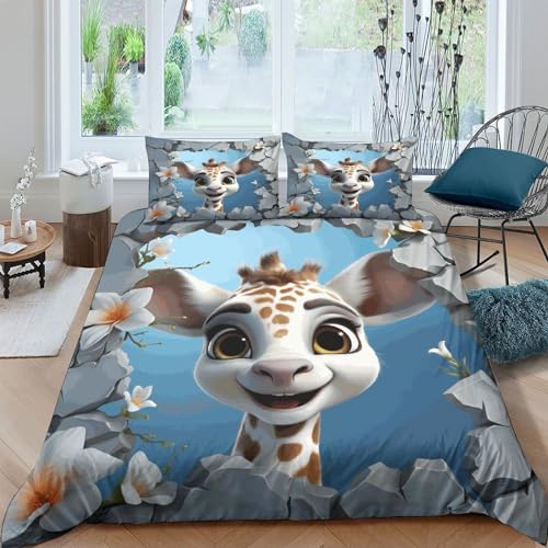 Girafe Impression 3D Housse De Couette Ensemble De Literie Pour Adultes Adolescents Enfants 3...