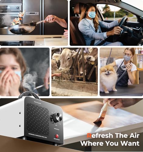 Image of Hadlook Ozone Generator, 48,000mg /h High Capacity O3 Machine for Large Spaces Up to 4,000 Sq Ft, Portable Odor Eliminator for Car, Home, Basement, Smoke, Pets, and Commercial Use, White