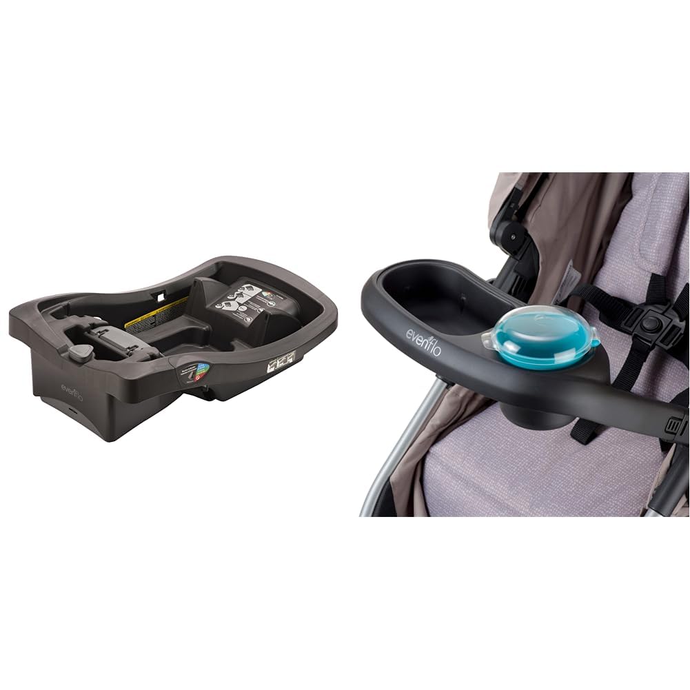 Evenflo LiteMax Infant Car Seat Base, Easy to Install, Versatile and Convenient & Stroller Child Snack Tray with Snack Cup : Baby