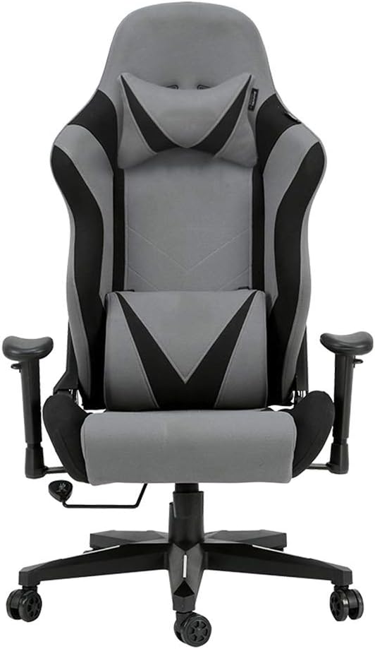 Massage Gaming Chair High Back Reclining Ergonomic Leather with Headrest and Lumbar Support Reclining Backrest Handrails and Seat Height Swivel Game Chair Gray mesh 48 inches