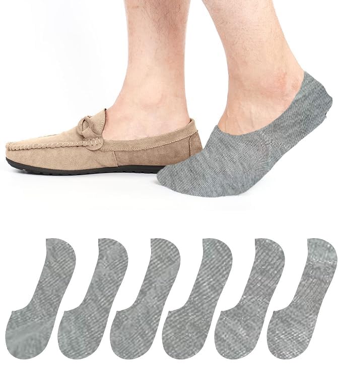 Image of Men's No Show Socks - Loafer Socks - Non Slip & Low Cut Under Ankle Invisible Socks - For Casual & Formal Wear - Soft & Stretchable - Gripped Inner