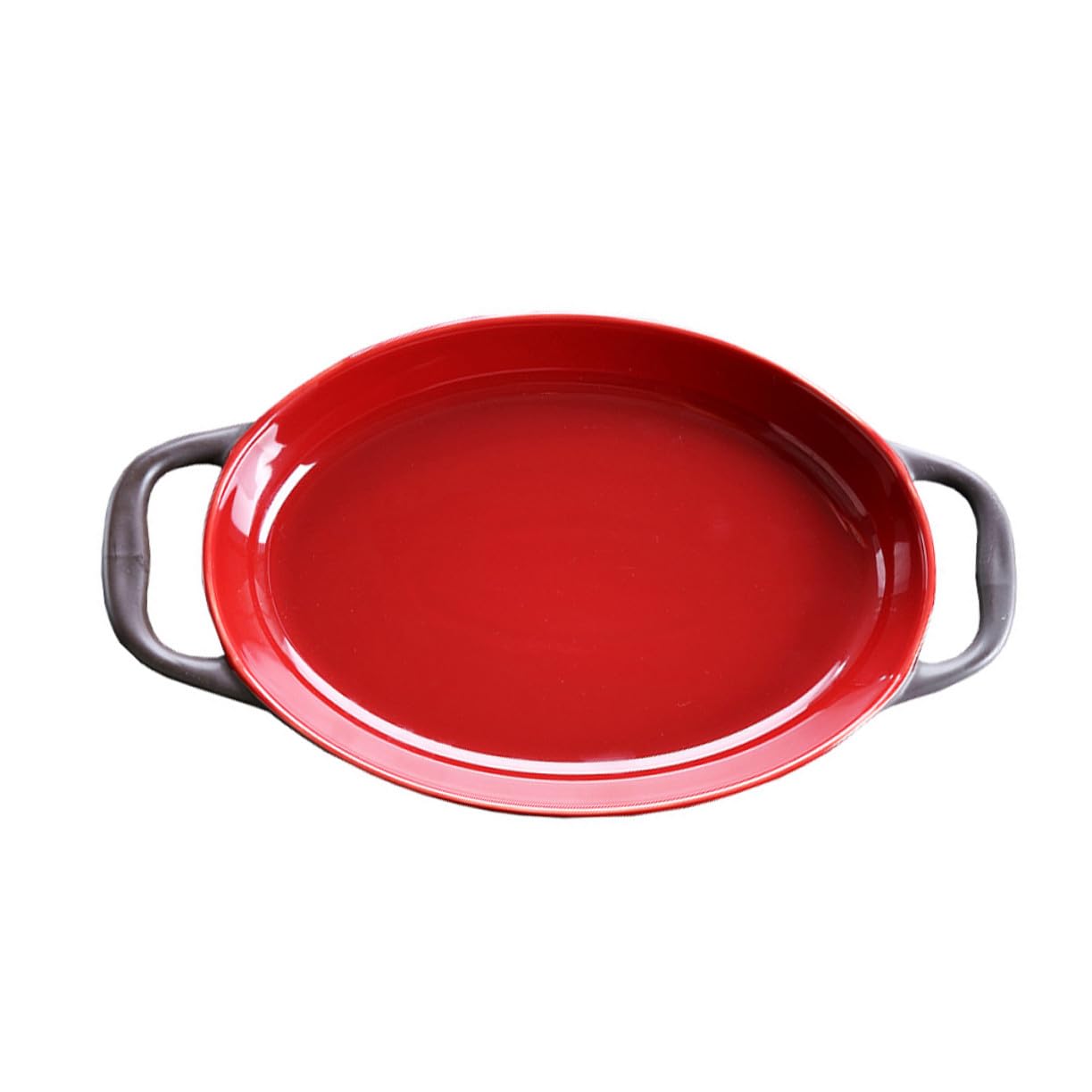 Plat à four céramique double poignée COLLBATH anti-brûlure rouge noir