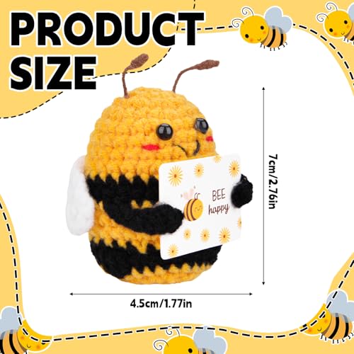 Vibbang Funny Positive Bee, Mini Crochet Bee Positive, Good Luck Gifts Bee Crochet Worry Dolls, Pocket Hug Bee - Image 2