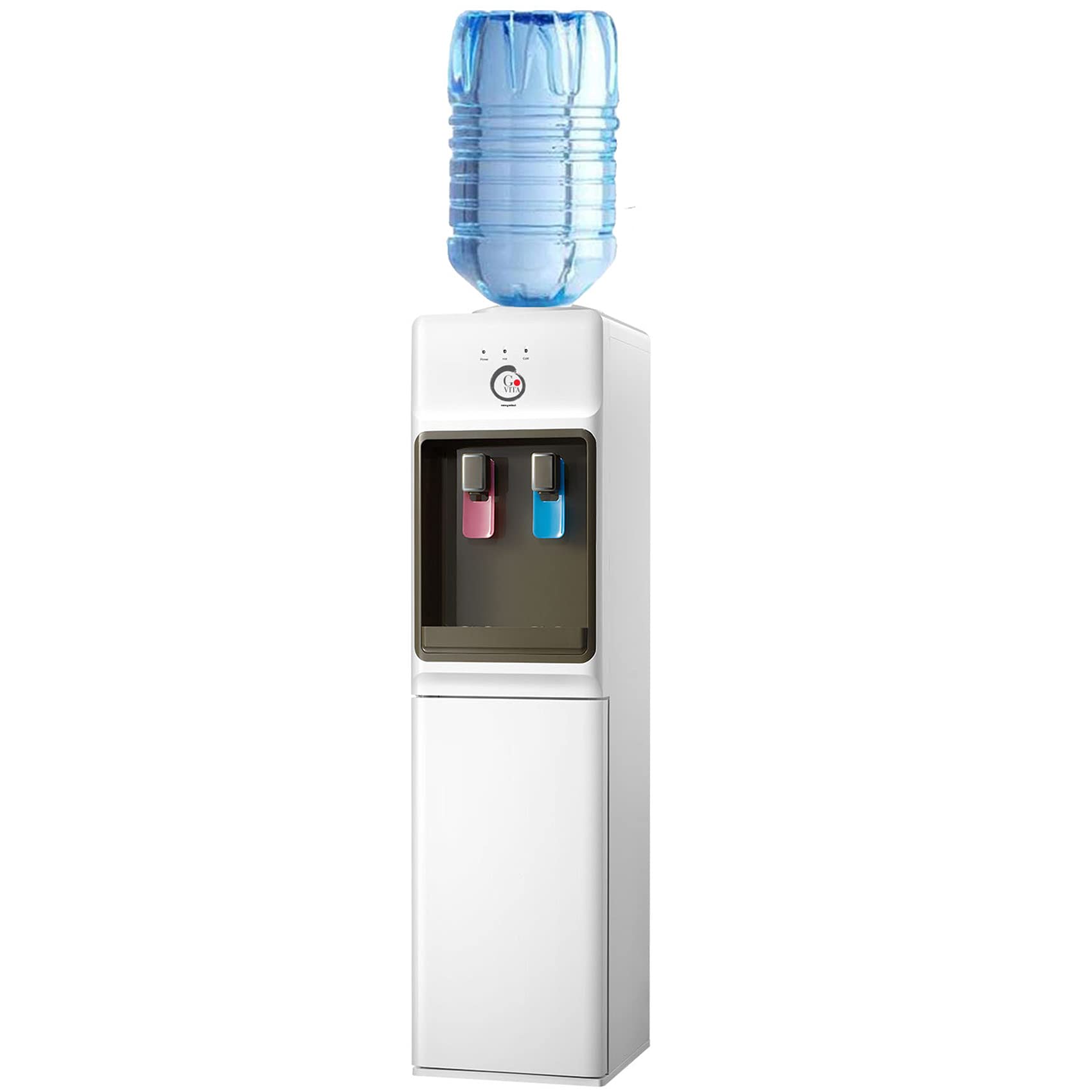 GOVITA - Dispenser Acqua Fredda E Calda,Distributore Acqua fredda a Colonnina Da Terra, Erogatore di acqua a boccioni Con cabinet Per Bevande Water Dispenser ufficio e casa (Slim)