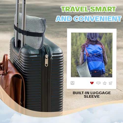 2 in 1 Travel Blanket and Pillow, Soft Micro Plush Portable Airplane Blanket, Ultralight Travel Blanket, Compact Foldable Flannel Blanket for Flights, Car, Business Trips - Image 5