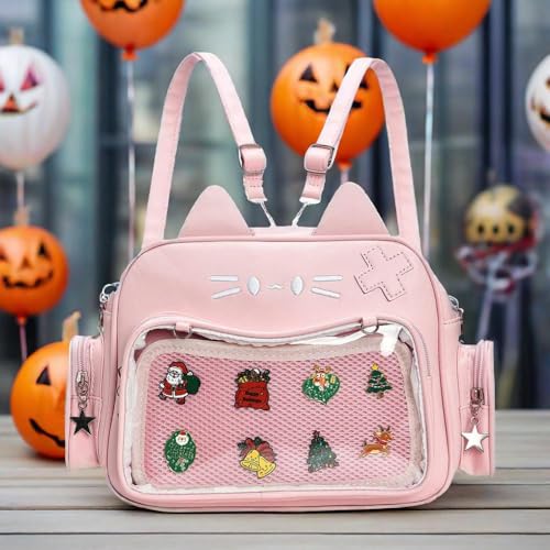 Kawaii Ita Bag Backpack Crossbody Bag Cat Shoulder Bags Multi-Purpose Pin Display with Insert