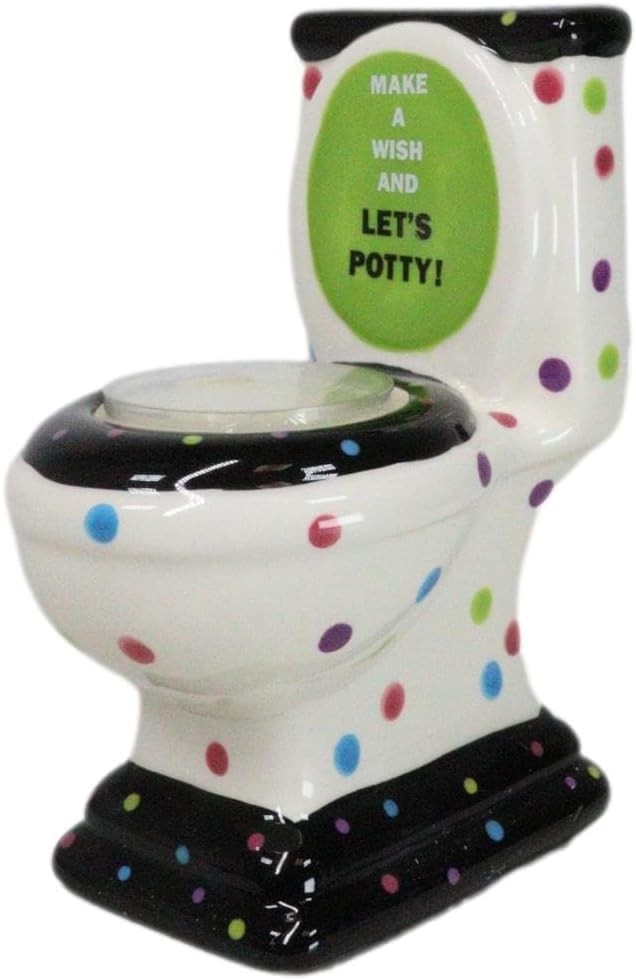 Ebros Gift Whimsical Happy Birthday Make A Wish and Let's Potty! Ceramic Tea Light Votive Candle Holder Figurine 4.5" High