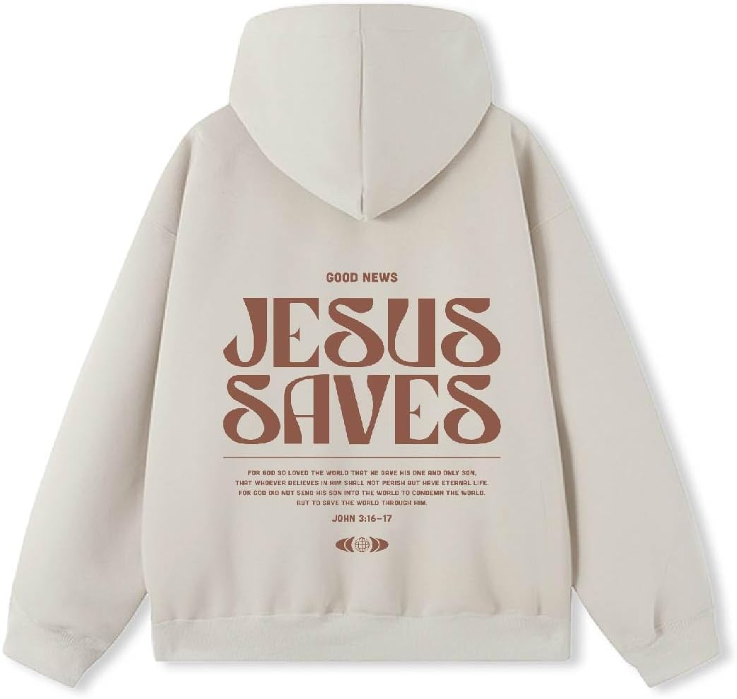 Women Men Hoodies Oversized Fleece Sweatshirt Fashion Clothing Fall Christian Sweaters Jesus Saves