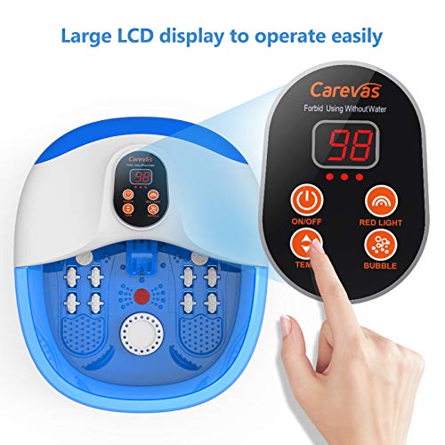 Carevas Foot Spa Massager, Heated Foot Bath with 14 Massaging Rollers, O2 Bubbles, Adjustable Temperature, Medicine Box for Tired Feet Stress Relief - Thumbnail 6