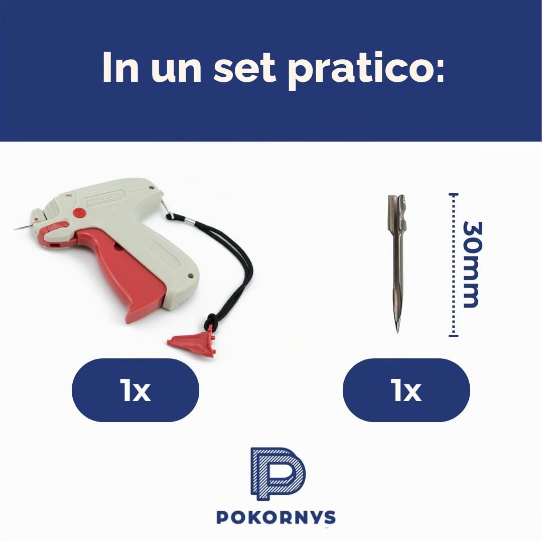 Pokornys - Pistola etichettatrice Banok 503 X fine in set conaghi ricambio - Per applicazione etichette prezzo su tessuti pregiati come camicette, seta (1 Ago di ricambio)
