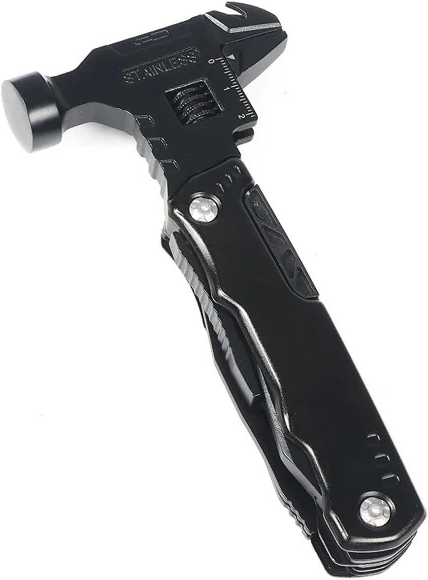 Uhuan Adjustable Wrench Multitool Hammer for Survival,16 in 1 Multitools Pliers with Nylon Sheath,Pocket Knife Multi Screwdriver Tool All in One Camping Accessories