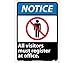 NOTICE, ALL VISITORS MUST REGISTER AT OFFICE (W/GRAPHIC), 14X10, .040 ALUM (3 PAck)